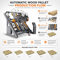 Machine industrielle automatisée de fabrication de palettes en bois avec panneau de commande hydraulique et assemblage multi-bras pour palettes Euro et US
