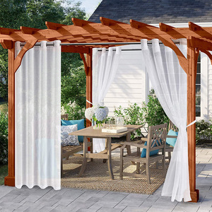 Extérieur Solide Couleur Blanc Lin Gaze Imperméable Rideau Moderne Élégance Gazebo Balcon Tige-poche Solaire Rideaux Cortinas - Product Image 1