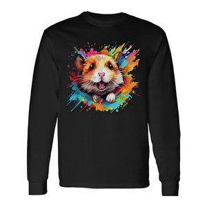 T-shirt à manches longues avec motif de hamster syrien mignon, design coloré, cadeau pour les amoureux des animaux - Product Image 2