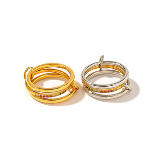 Stainless Steel <b>Ring</b> Geometric Shape Vacuum Plated 18k Gold Women's Fashion Jewelry Gift YR46 - Product Image 5