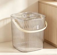 Poubelle de compostage transparente à rayures verticales pour cuisine avec couvercle filtrant, poignée portable, seau à déchets alimentaires de luxe léger pour les restes à la maison