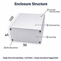 Boîtier de commande en aluminium extrudé 100*90*44mm avec panneau frontal encastré IP54, couleur personnalisée, boîtier d'instrument électronique OEM
