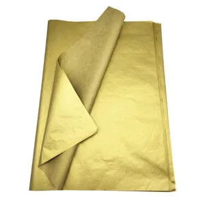 Custom Inpakpapier Verpakking Dikke Herbruikbare Bulk Glitter 30gsm Goud Parelmoer Film Goud Folie Tissue Papier