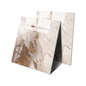 Outdoor Or Indoor Porcelanato 600x600 Floor Interior Flooring Brown Polished Full Marble Porcelain Glazed Tiles For Living Room