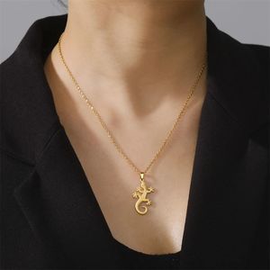 Новое ожерелье-подвеска из нержавеющей стали с позолотой в виде геккона, оптовая продажа, для изготовления ювелирных изделий, DIY, ручная работа, подвески-талисманы в виде животных, подарок - Product Image 6