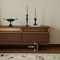 Meuble TV en bois massif de style moderne du milieu du siècle, en noyer noir, meuble TV de salon, meuble de rangement mural pour petit appartement