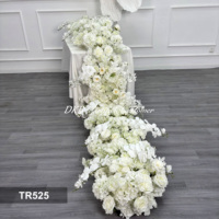 DKB Personnalisé Super Long 360cm Blanc Table Fleur Chemin avec Rose Hortensia Orchidées De Luxe Banquet Événement Table Arrangement De Fleurs