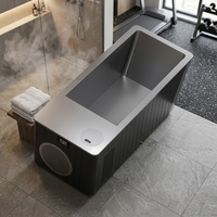 Refroidisseur d'eau pour bain de glace Syochi avec baignoire en bois tout-en-un pour immersion froide, utilisable en extérieur et en intérieur, baignoire en acier inoxydable pour bain de glace