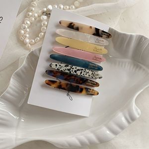 Pinzas para el <span class=keywords><strong>pelo</strong></span> de acetato estilo coreano con broche a presión, barretas largas grabadas para flequillo y cabello lateral, horquilla diaria - Product Image 4