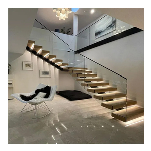 DIY Deluxe อุตสาหกรรม Minimalist ในร่ม Duplex ตรงบันไดบันไดและชุดกรณีบันไดแบบแยกส่วนพร้อมขาไม้ - Product Image 6