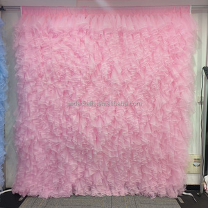 Décor de fête d'anniversaire romantique, toile de fond en <span class=keywords><strong>tulle</strong></span>, panneau de toile de fond en <span class=keywords><strong>tulle</strong></span> à volants pour mariage - Product Image 5