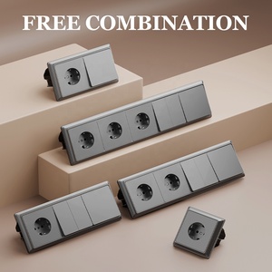 Modern Design W Series Big Board Grey Color PC Panel EU Standard German <strong>Socket</strong> with Grounding Free <strong>Combination</strong> Switches <strong>Sockets</strong> - Product Image 2