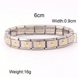 Italian Vintage Style Elastic Bracelet Heart <b>Charm</b> Stainless Steel Waterproof Non-Tarnish Geometric Fashion Bracelet <b>Charms</b> Gift - Product Image 3