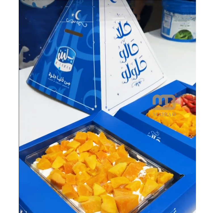 Caja piramidal para catering y comida para llevar.