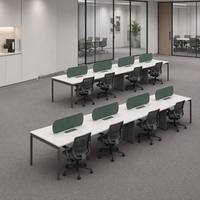 Système de bureau personnalisé pour 4, 6 ou 8 personnes avec aménagement flexible, structure en acier MFC de qualité E0 avec revêtement en poudre, mobilier de poste de travail
