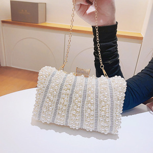 Vintage Pearl Women Handbag Evening Bag Luxury <b>Wedding</b> Bridal Ladies <b>Clutch</b> Chain White Shoulder Dress Dinner Bag - Product Image 1