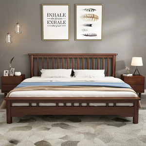 <span class=keywords><strong>Cama</strong></span> Doble Moderna Nórdica de Madera Maciza, Diseño Simple y Moderno con Cabecera Acolchada - Product Image 5