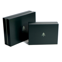 Boîte cadeau télescopique de luxe en carton rigide avec logo personnalisé en relief, couvercle et base amovibles en 2 parties, avec col
