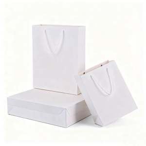 ถุงกระดาษช้อปปิ้งสีขาวคุณภาพสูงสำหรับขายส่ง พร้อมหูหิ้ว - Product Image 1