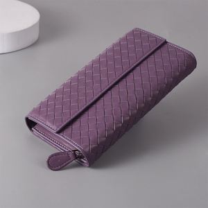 Cartera Larga de Cuero Genuino de Cordero, con Cierre Magnético, Gran Capacidad, Multicapa, Tejida, Estilo Moderno - Product Image 4