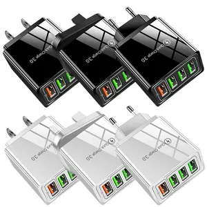 Wholesale 5.1A 4USB QC3.0 Fast Charger 4 USB Phone Quick Charge Multi-port Wall Charger Universal Travel Adapter EU/USA/UK Plug