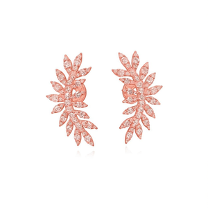Pendientes E2143 de oro rosa con cristales de imitación en forma de planta para mujer, joyería de fiesta, estilo romántico - Product Image 1