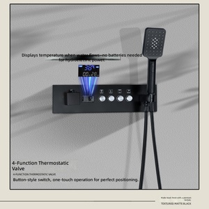 Ensemble de douche encastré haut de gamme Sky Style avec lecteur Bluetooth, écran LED de température, jets latéraux et thermostat intégré - Product Image 6