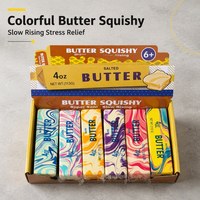 Jouet anti-stress en PU souple en forme de bâton de beurre en marbre, à remontée lente, pour enfants et adultes