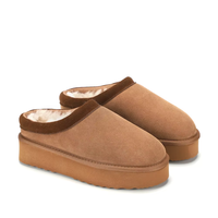 Bottines pour femmes en cuir fendu et peau de mouton, semelle extérieure en EVA respirante et antidérapante, doublure chaude en peau de mouton pour une sensation pieds nus