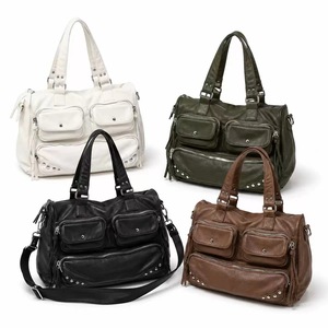 Bolso Bandolera Y2K <span class=keywords><strong>de</strong></span> Cuero PU Lavado con Remaches, Estilo Retro Europeo-Americano, Ligero, Mate, <span class=keywords><strong>de</strong></span> un Solo Hombro, para Motociclistas, el Más Vendido - Product Image 1