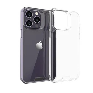 Sert kristal şeffaf cep telefonu kılıfı iPhone 15Pro 15ProMax hibrid TPU + PC temizle basit kapak