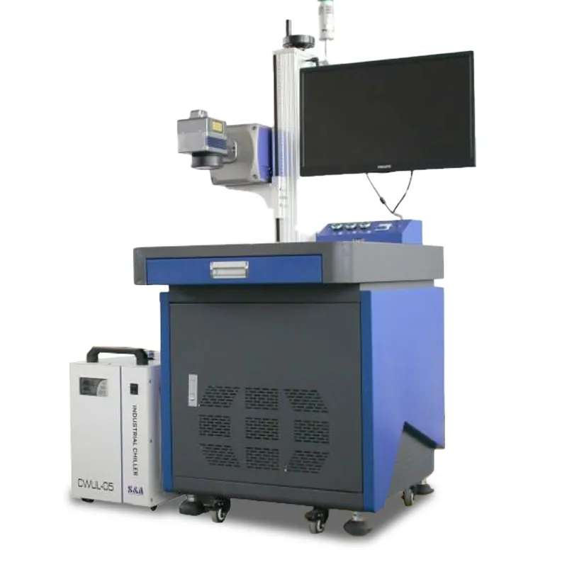 Máquina de gravação a laser UV de fibra para vidro plástico, máquina de marcação a laser colorida de cristal, fonte de laser MAX de 30 W, 500 caracteres/s