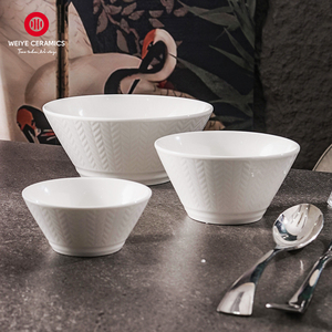 Cuencos blancos con borlas WEIYE, cuencos redondos <span class=keywords><strong>de</strong></span> porcelana para cena, <span class=keywords><strong>arroz</strong></span>, <span class=keywords><strong>sopa</strong></span>, ensalada, cerámica, logotipo personalizado, <span class=keywords><strong>restaurante</strong></span>/4/4, 5/5/6/7/8/9 pulgadas, cuencos blancos - Product Image 2