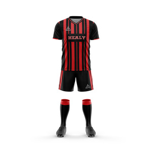 Футбольная форма из быстросохнущего полиэстера, облегающего кроя, в ретро-стиле, полный комплект. - Product Image 1