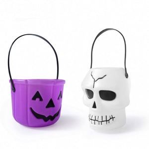 Trick or Treat Pumpkin <b>Plastic</b> Candy <b>Bucket</b> With Handle Party Decorations Halloween Supplies - Product Image 4