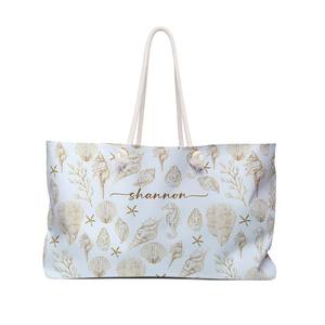 Bolso de Playa Ligero para Vacaciones, Bolso de Hombro Extra Grande con Estampado de Conchas, Asas de Cuerda, Reforzado con Ojales Metálicos, para Verano - Product Image 3