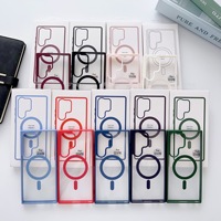 Casing Ponsel Magnetik Transparan Mewah untuk Samsung Galaxy S25 S24 Ultra S23 S22 S21 Matte Glossy Frosted Anti Benturan Pelindung Belakang