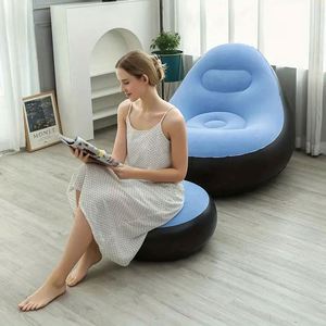 Sofá Inflable de Felpa Combinada, Impermeable, de PVC Ecológico, Silla de Aire Cómoda, Plegable, Portátil, con Reposapiés para Exteriores - Product Image 5