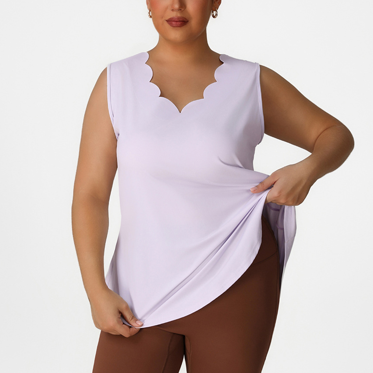 YG-p02515 Custom Plus Size Yoga Tops Breathable Plus Size Loose Casual Sports Sleeveless Tops Fitness Running Women's T-shirt