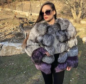 RXFurs حديثا عالية الشارع المتضخم <span class=keywords><strong>5</strong></span> حلقة معطف فنلندا الطبيعية الفضة الفراء سترة رقيق كبير الطبيعية الثعلب الفراء معطف النساء - Product Image 1