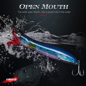 Vente en gros de leurres de pêche en eau salée, popper à profondeur variable avec yeux 3D personnalisés, 195 mm, 111 g, popper coulant - Product Image 4