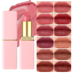 Pink Square Tube Velvet Matte <b>Lipstick</b> Silky Creamy High Pigment Long Wear Lip Color Multi Shades Available - Product Image 2