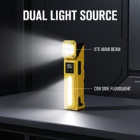 Lampe de travail LED rechargeable COB avec base magnétique, détecteur de mouvement, affichage numérique, lampe de réparation, torche portable USB C