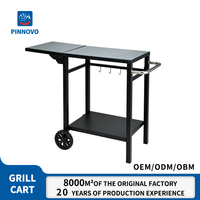 Gerobak Makan Luar Ruangan Pinnovo, Meja Persiapan Makanan BBQ yang Dapat Dipindahkan, Meja Besi Lipat, Gerobak Modular Portabel untuk Oven Pizza