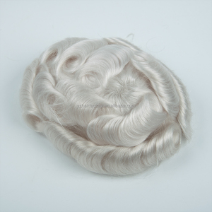 Système capillaire pour hommes, base à nœuds simples, densité 100, cheveux humains indiens, séparation libre, ligne de cheveux pré-décolorée - Product Image 4