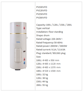 <span class=keywords><strong>Chauffe</strong></span>-<span class=keywords><strong>eau</strong></span> solaire électrique 2024 DC/AC à double chauffage, système de circulation, design vertical, commande tactile, classe d'efficacité énergétique - Product Image 3