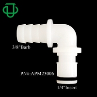 JU 3/8 "9.5mm tuyau barbelé Non-valve bouchon d'accouplement mâle rapide tuyau en plastique déconnexion rapide barbelé 90 degrés connecteur de Tube coudé