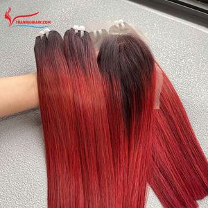 Paquet de trame droite d'os de couleur ombrée extensions de cheveux humains remy vietnam crus - Product Image 4