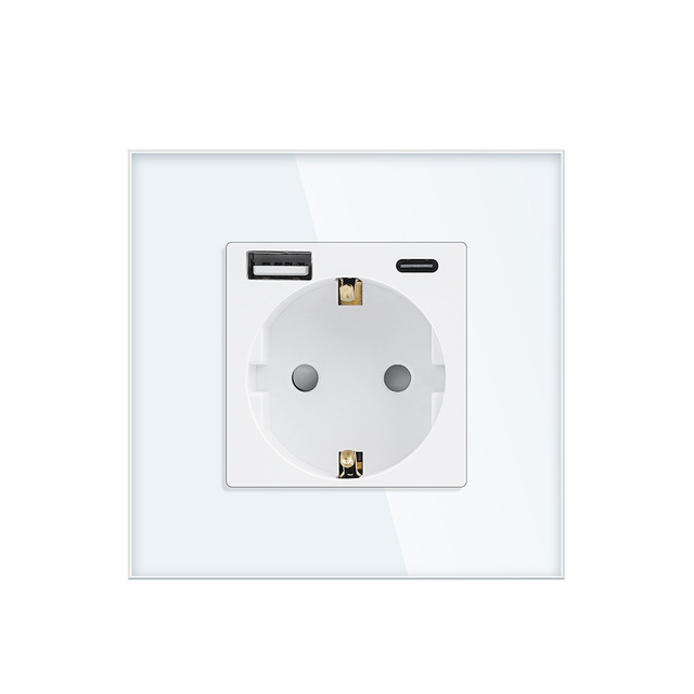 TAWOIA Schuko With USB Type A+C Wall Plug Socket Standard Grounding USB Charging Ports Type a Type C 5V 2.4A EU Power Socket