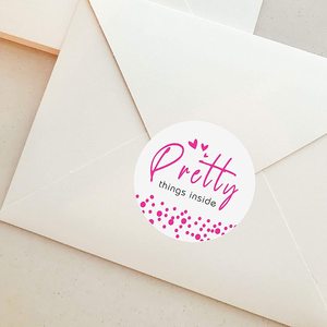 Autocollant d'étiquettes faites à la main rose rond pour petites entreprises jolies choses à l'intérieur des autocollants merci pour les achats - Product Image 4